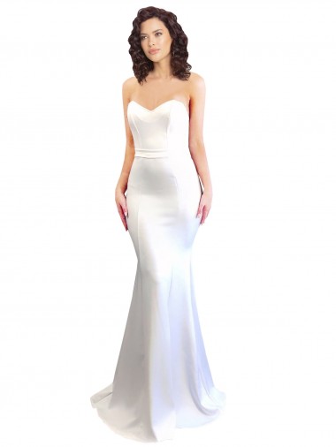 Affordable Stretch Crepe White Mermaid Sweetheart Long Evening Dress UK
