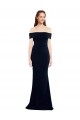 Affordable Stretch Crepe Dark Navy Mermaid Off the Shoulder Long Sleeveless Evening Dress UK