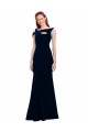 Affordable Stretch Crepe Dark Navy Mermaid Off the Shoulder Long Evening Dress UK