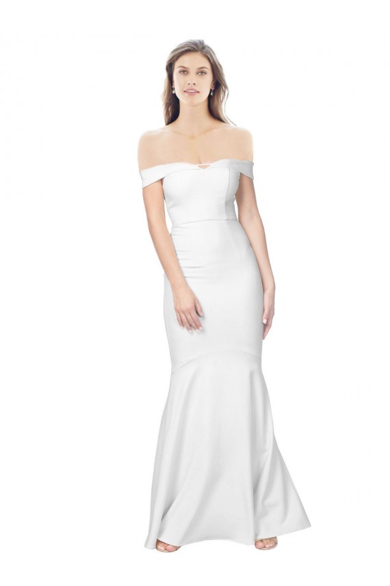Affordable Stretch Crepe Ivory Mermaid Off the Shoulder Long Evening Dress UK