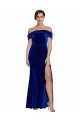 Affordable Stretch Velvet Royal Blue Mermaid Off the Shoulder Long Evening Dress UK