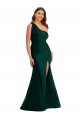 Affordable Silky Satin Ever Green Mermaid One Shoulder Long Plus Size Evening Dress UK