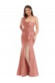 Affordable Silky Satin Georgia Peach Mermaid One Shoulder Long Plus Size Evening Dress UK