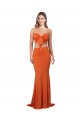 Affordable Spandex Orange Mermaid Strapless Long Evening Dress UK