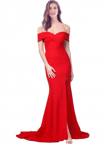 Affordable Stretch Crepe Red Mermaid Sweetheart Long Evening Dresses UK