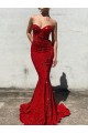 Affordable Velvet Sequin Burgundy Mermaid Sweetheart Court Train Long Evening Dress UK