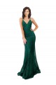 Affordable Lace Dark Green Mermaid V-Neck Long Semi Formal Evening Dress UK