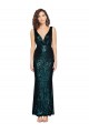 Affordable Sequin Dark Green Mermaid V-Neck Long Evening Dress UK
