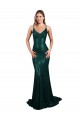 Affordable Sequin Dark Green Mermaid V-Neck Long Sexy Evening Dress UK