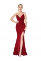 Affordable Stretch Crepe Burgundy Mermaid High Neck Long Sexy Evening Dress UK