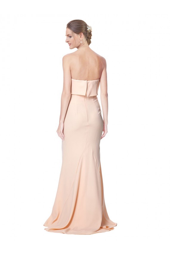 Affordable Stretch Crepe Nude Mermaid Strapless Long Maxi Evening Dress UK