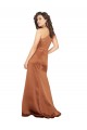 Affordable Silky Satin Orange A-Line One Shoulder Long Evening Dress UK