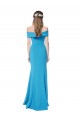 Affordable Stretch Crepe Peacock Blue Sheath Off the Shoulder Long Evening Dress UK