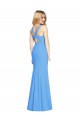 Affordable Stretch Crepe Peacock Blue Trumpet V-Neck Long Semi Formal Evening Dress UK
