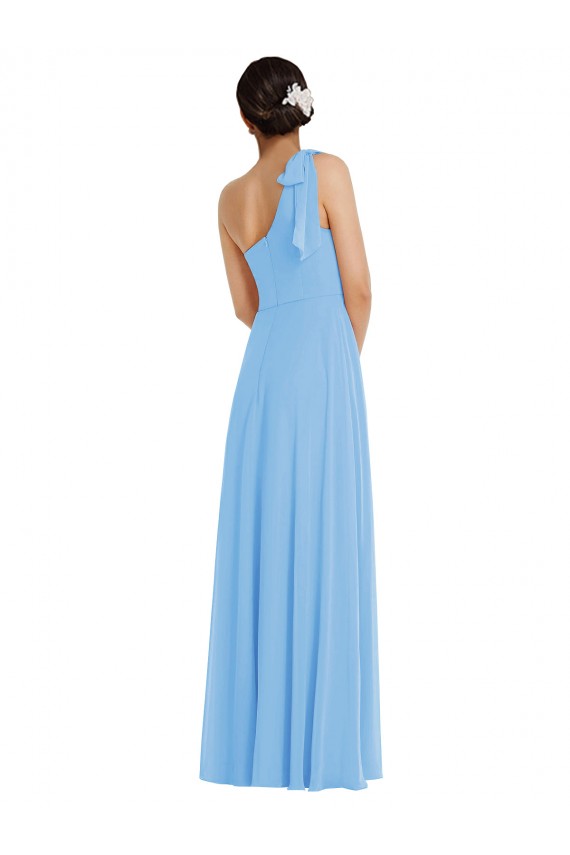 Affordable Soft Chiffon Periwinkle Trumpet One Shoulder Long Maxi Evening Dress UK