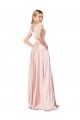 Affordable Satin Pink A-Line Off the Shoulder Long Evening Dresses UK
