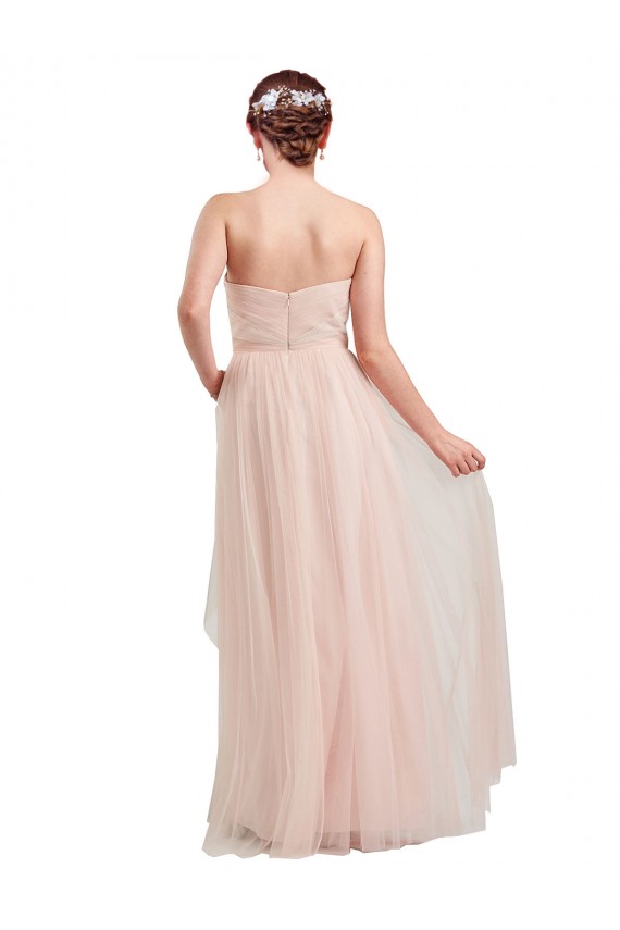 Affordable Tulle Pink A-Line Sweetheart Long Semi Formal Evening Gown UK