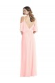 Affordable Soft Chiffon Pink A-Line V-Neck Long Maxi Evening Dress UK