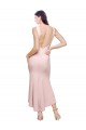 Affordable Stretch Crepe Pink Sheath High Neck Midi Length Wedding Party Dress UK