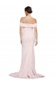 Affordable Stretch Crepe Pink Sheath Square Neck Sweep Train Bridal Party Dress UK