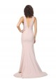 Affordable Stretch Crepe Pink Sheath V-Neck Sweep Train Sexy Evening Dress UK