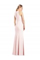 Affordable Stretch Crepe Pink Trumpet V-Neck Long Semi Formal Evening Dress UK