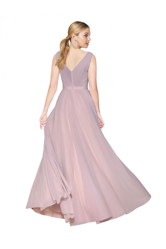 Affordable Soft Chiffon Primrose A-Line V-Neck Long Evening Dress UK