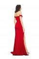 Affordable Silky Satin Red A-Line Off the Shoulder Long Evening Dress UK