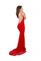 Affordable Lace Red Mermaid High Neck Long Sexy Evening Dress UK