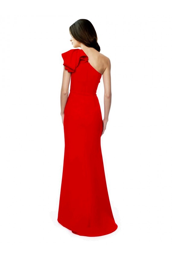 Affordable Stretch Crepe Red Mermaid One Shoulder Long Evening Dress UK