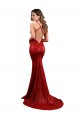 Affordable Sequin Red Mermaid V-Neck Long Wedding Party Dress UK