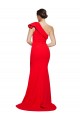 Affordable Stretch Crepe Red Sheath One Shoulder Sweep Train Semi Formal Evening Dress UK