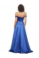 Affordable Stretch Satin Royal Blue A-Line Off the Shoulder Sweep Train Evening Dress UK
