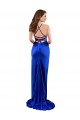 Affordable Silky Satin Royal Blue Sheath Cowl Neck Long Evening Dress UK