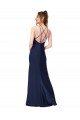 Affordable Silky Satin Sapphire Sheath High Neck Long Evening Dress UK