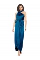 Affordable Silky Satin Peacock Blue Sheath Halter Neck Long Evening Dress UK