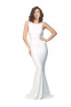 Affordable Stretch Crepe Ivory Sheath High Neck Long Evening Dress UK