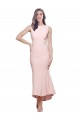 Affordable Stretch Crepe Pink Sheath High Neck Midi Length Wedding Party Dress UK