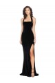 Affordable Stretch Velvet Black Sheath Halter Neck Long Semi Formal Evening Dress UK