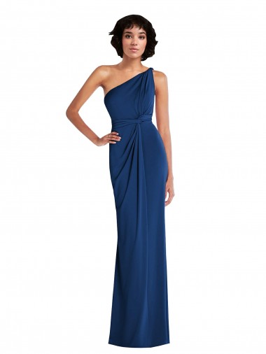 Affordable Spandex Royal Blue Sheath One Shoulder Long Maxi Evening Dress UK