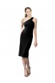 Affordable Stretch Crepe Black Sheath One Shoulder Cocktail Length Evening Dress UK