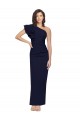 Affordable Stretch Crepe Dark Navy Sheath One Shoulder Long Evening Dress UK