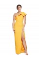 Affordable Stretch Crepe Saffron Sheath One Shoulder Long Evening Dress UK