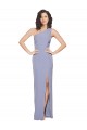 Affordable Stretch Crepe Smoke Blue Sheath One Shoulder Long Evening Dress UK