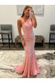 Affordable Velvet Sequin Pink Sheath One Shoulder Sweep Train Evening Dress UK