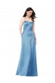 Affordable Satin Sky Blue Sheath Spaghetti Straps Long Evening Dress UK