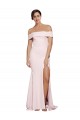 Affordable Stretch Crepe Pink Sheath Square Neck Sweep Train Bridal Party Dress UK