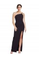 Affordable Stretch Crepe Black Sheath One Shoulder Long Bridal Party Dress UK