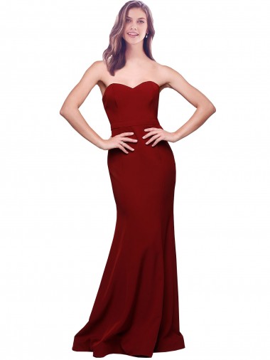 Affordable Stretch Crepe Burgundy Sheath Sweetheart Long Evening Dress UK