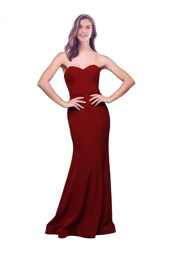 Affordable Stretch Crepe Burgundy Sheath Sweetheart Long Evening Dress UK